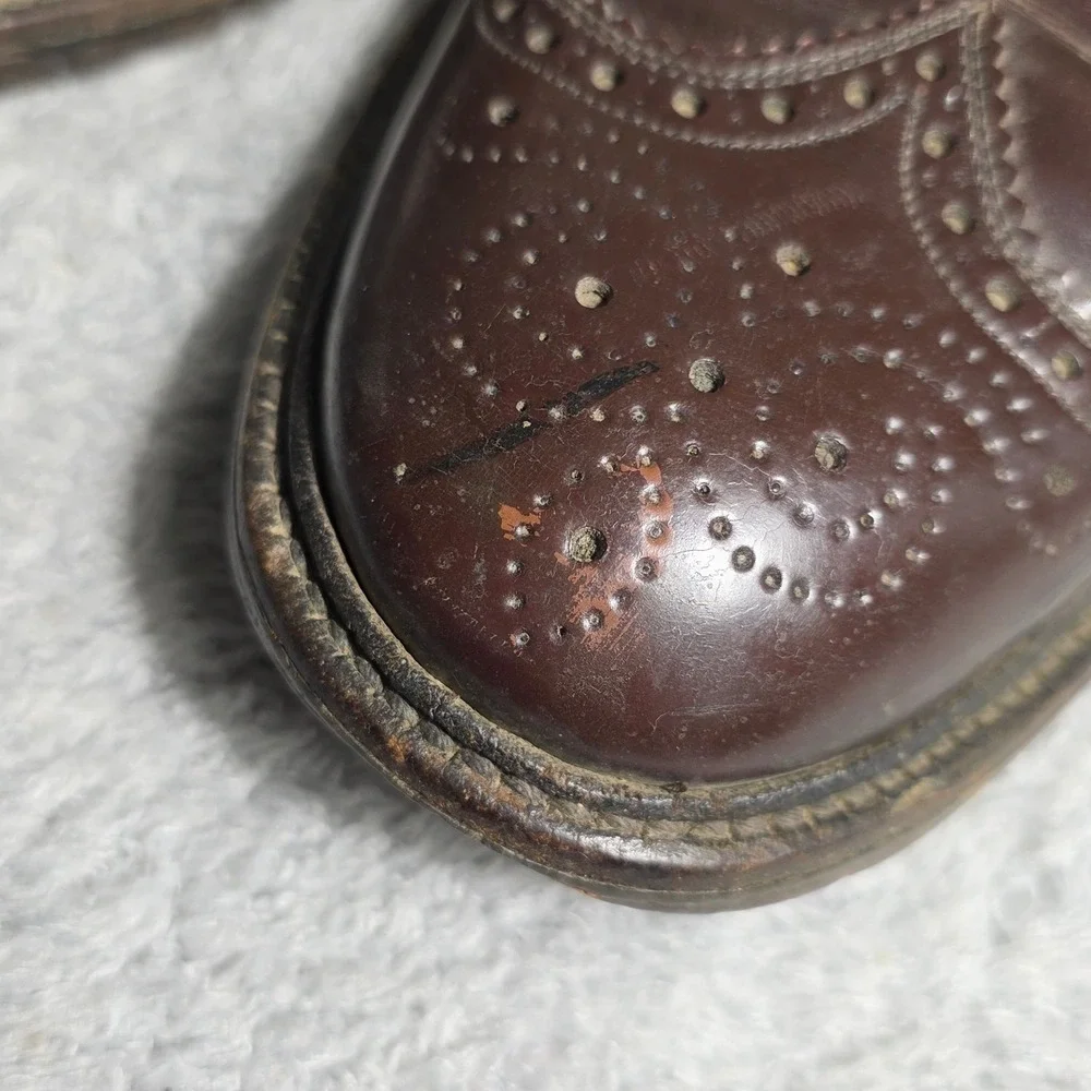 VTG Nettleton Corfam Cat Paw Brown Leather Wingtip Brogue Oxford Dress Shoes 9 E